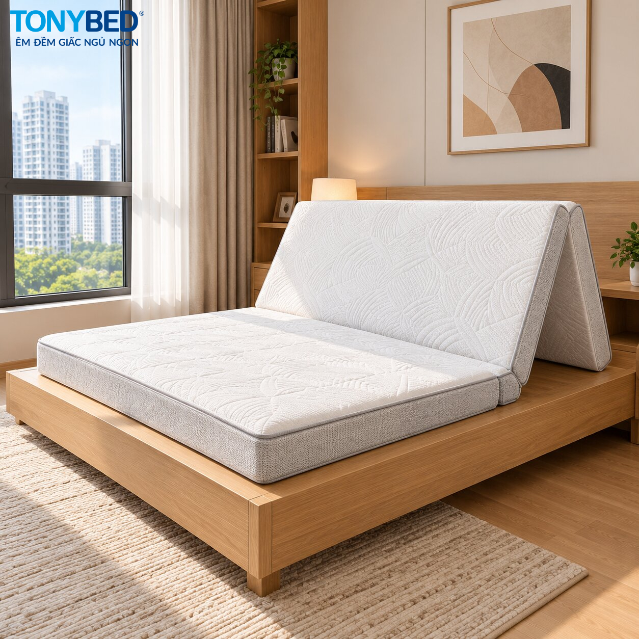 Nệm gấp 3 Tonybed phù hợp phòng ngủ chung cư nhỏ