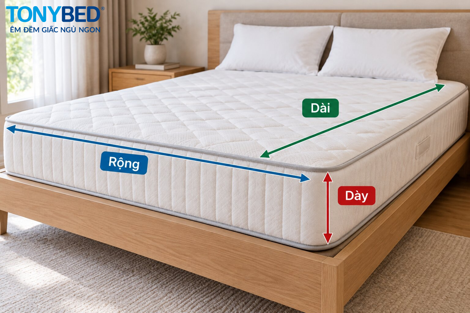 Cách đo chiều rộng chiều dài và độ dày nệm để chọn ga giường