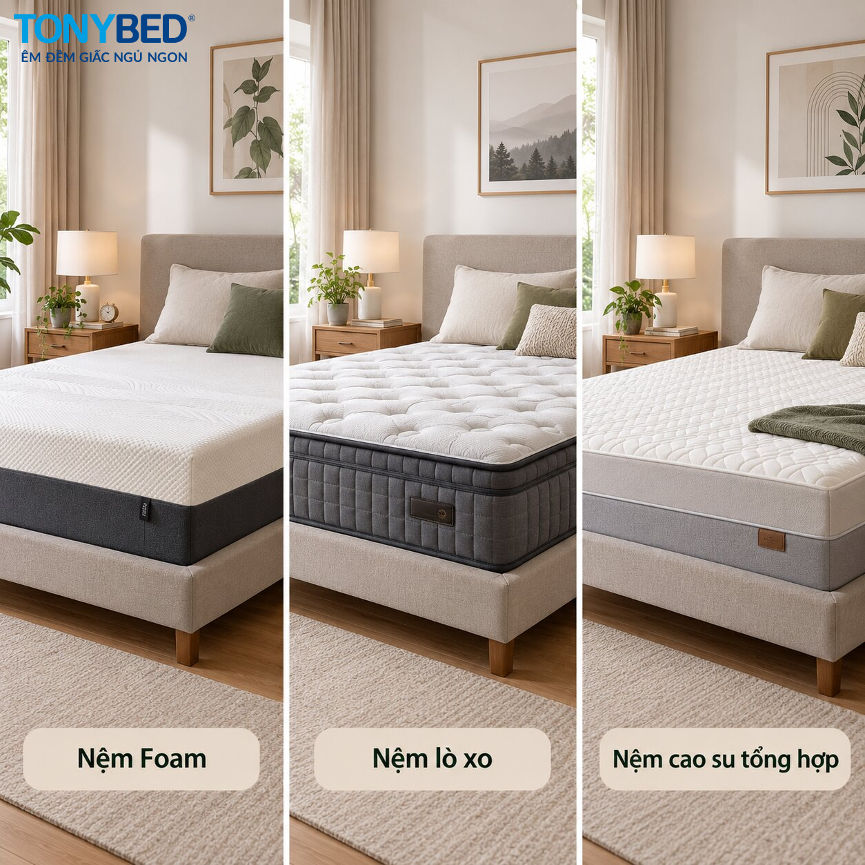 Nằm nệm Foam, lò xo và cao su bị đau lưng