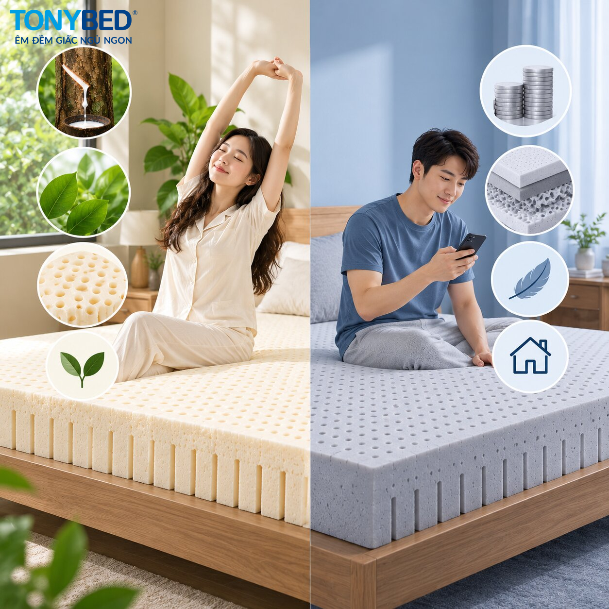 Nên chọn nệm cao su tổng hợp hay cao su thiên nhiên