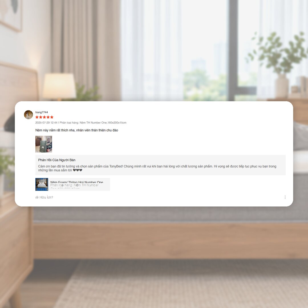 Đánh giá nệm Number One Tonybed trên Shopee