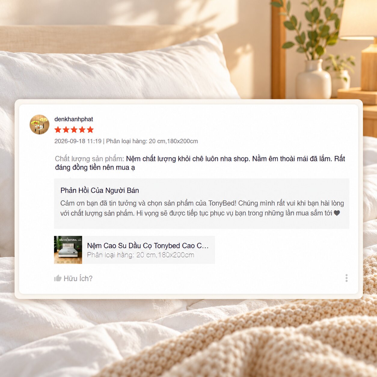 Đánh giá nệm Dream Star Tonybed trên Shopee