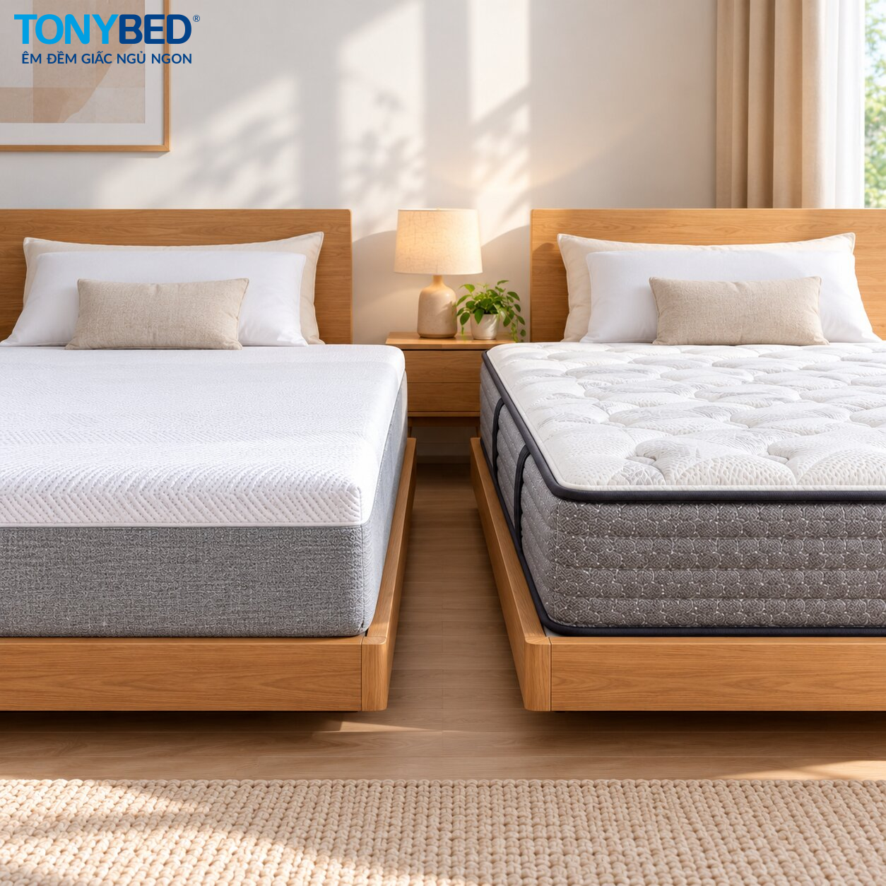 So sánh nệm Foam và nệm lò xo túi cho người nằm ngửa