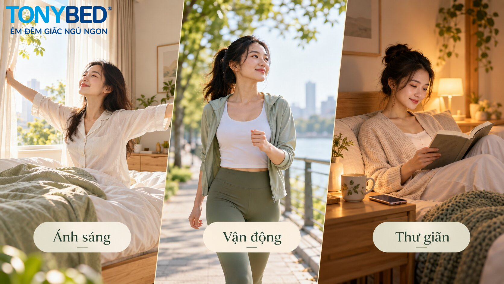 Ánh sáng ban ngày, vận động và thư giãn là những thói quen hỗ trợ giấc ngủ